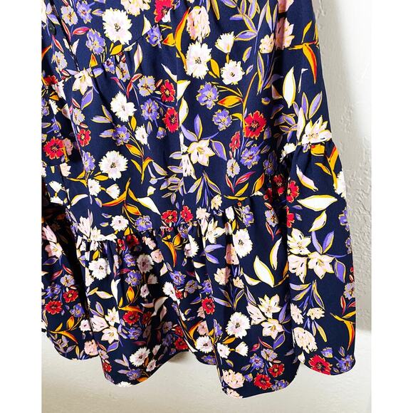 Draper James Women's Loretta Shirt Dress Navy Floral Flattering Tiered Skirt XS - Picture 6 of 9